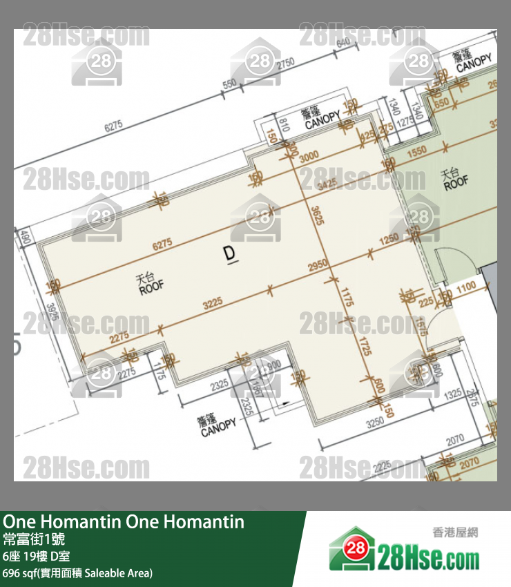 One Homantin 6座 19楼 D室 平面图