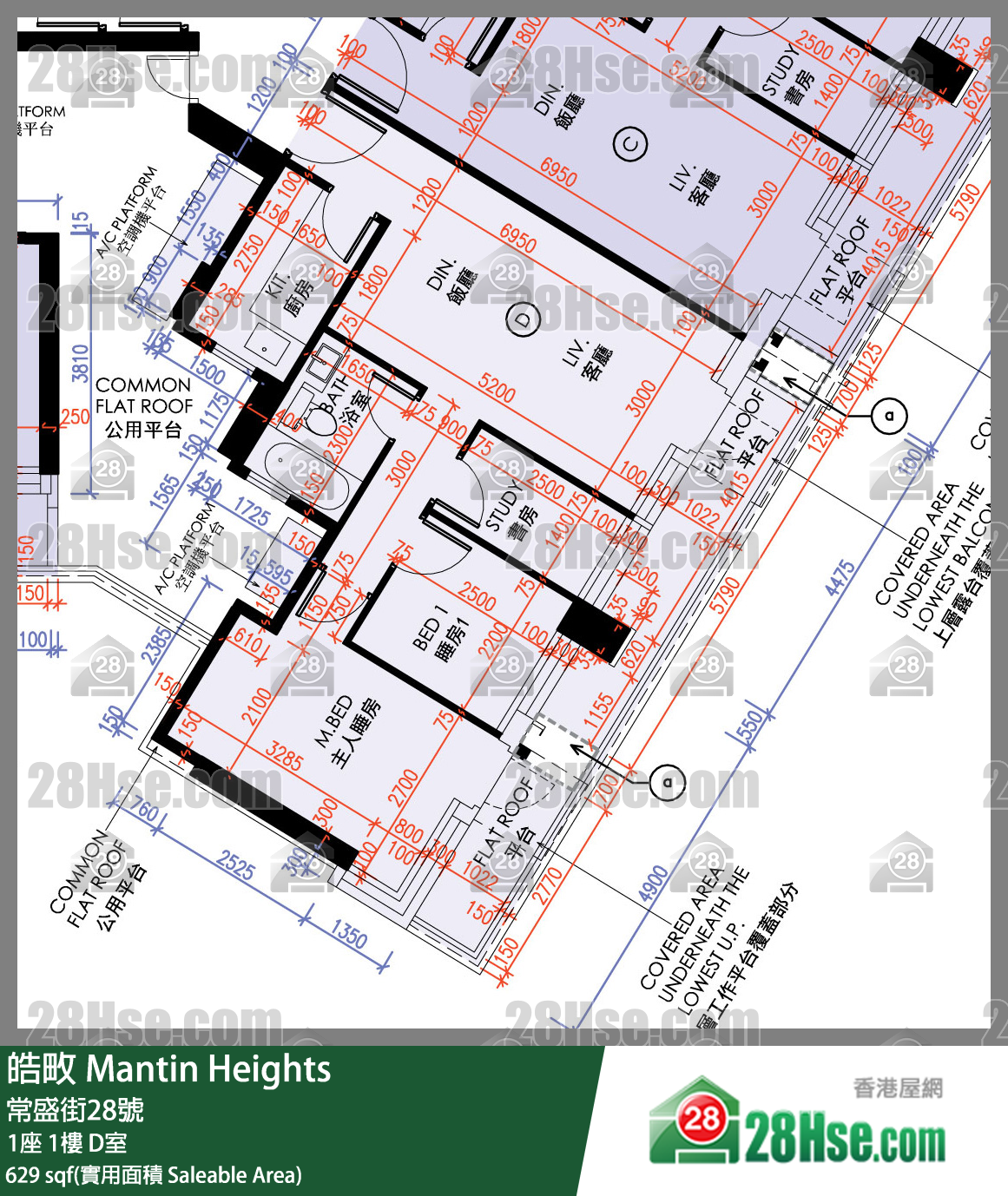 皓畋 1座1樓 D室 平面圖