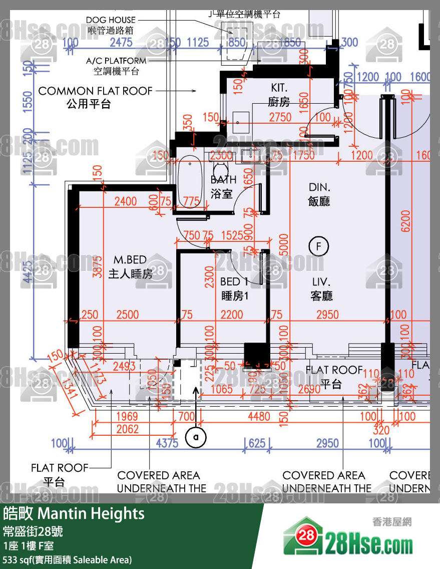 皓畋 1座1樓 F室 平面圖