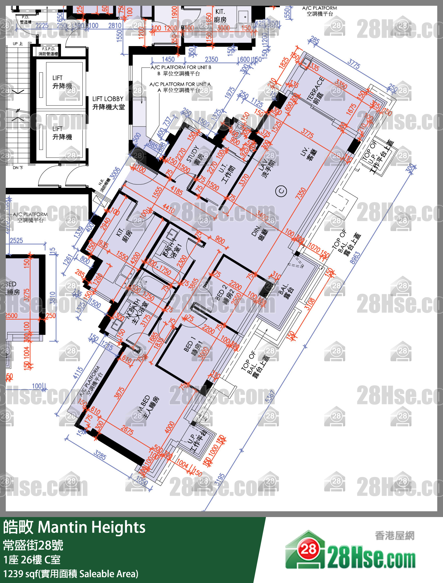 皓畋 1座 26樓 C室 平面圖