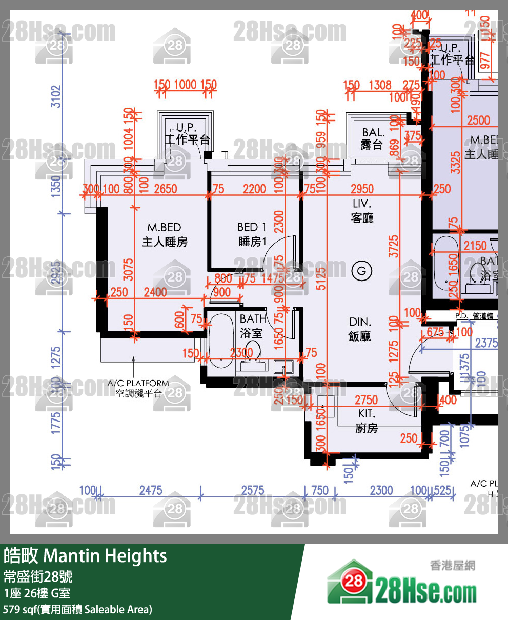 皓畋 1座26樓 G室 平面圖