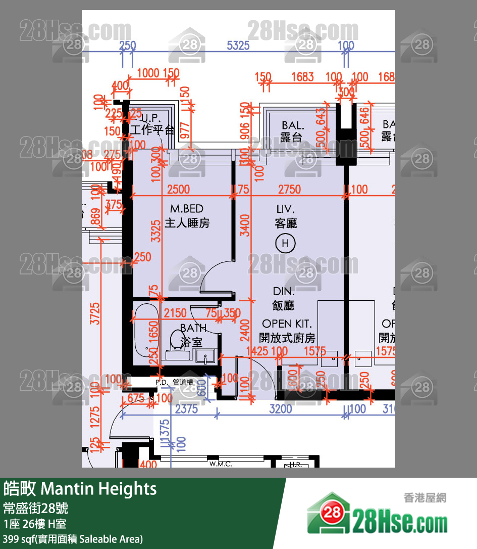 皓畋 1座 26樓 H室 平面圖