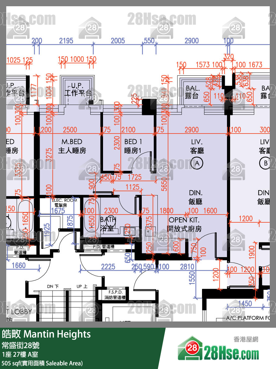 皓畋 1座 27樓 A室 平面圖