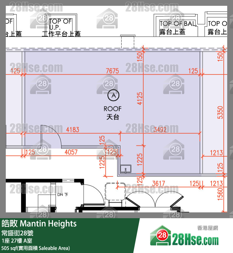 皓畋 1座 27樓 A室 平面圖