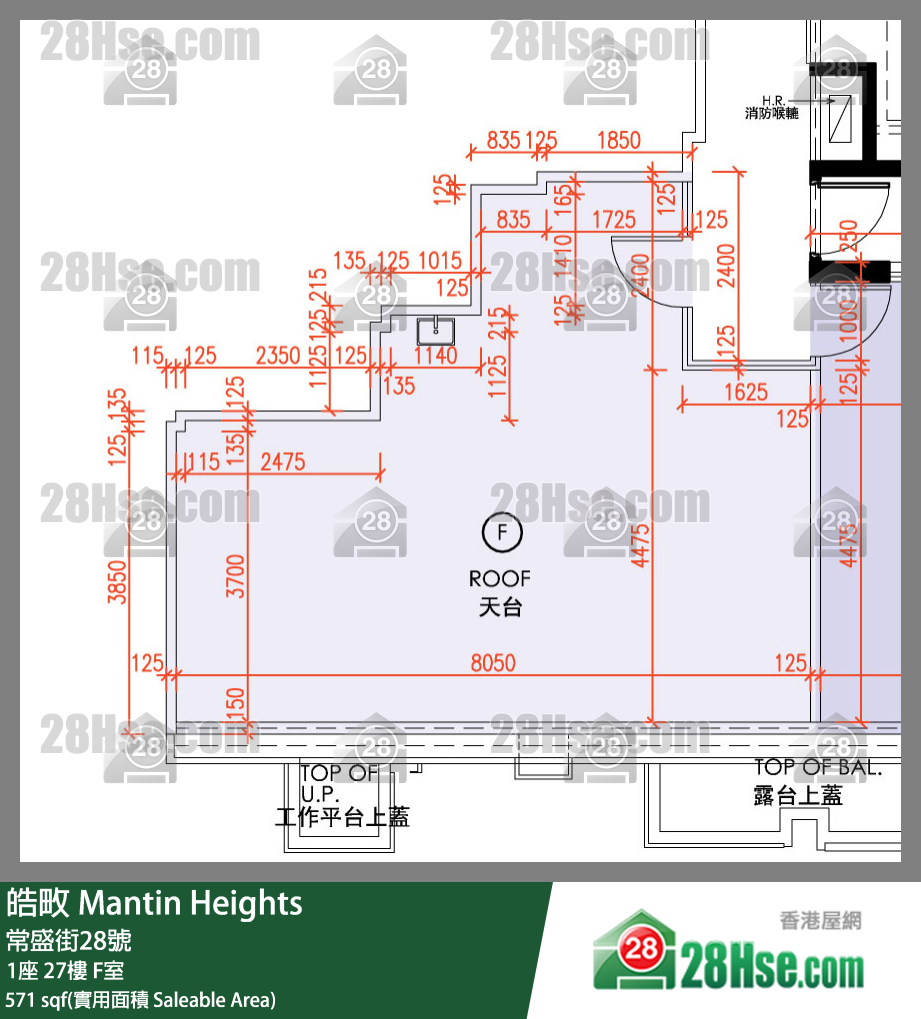 皓畋 1座27樓 F室 平面圖