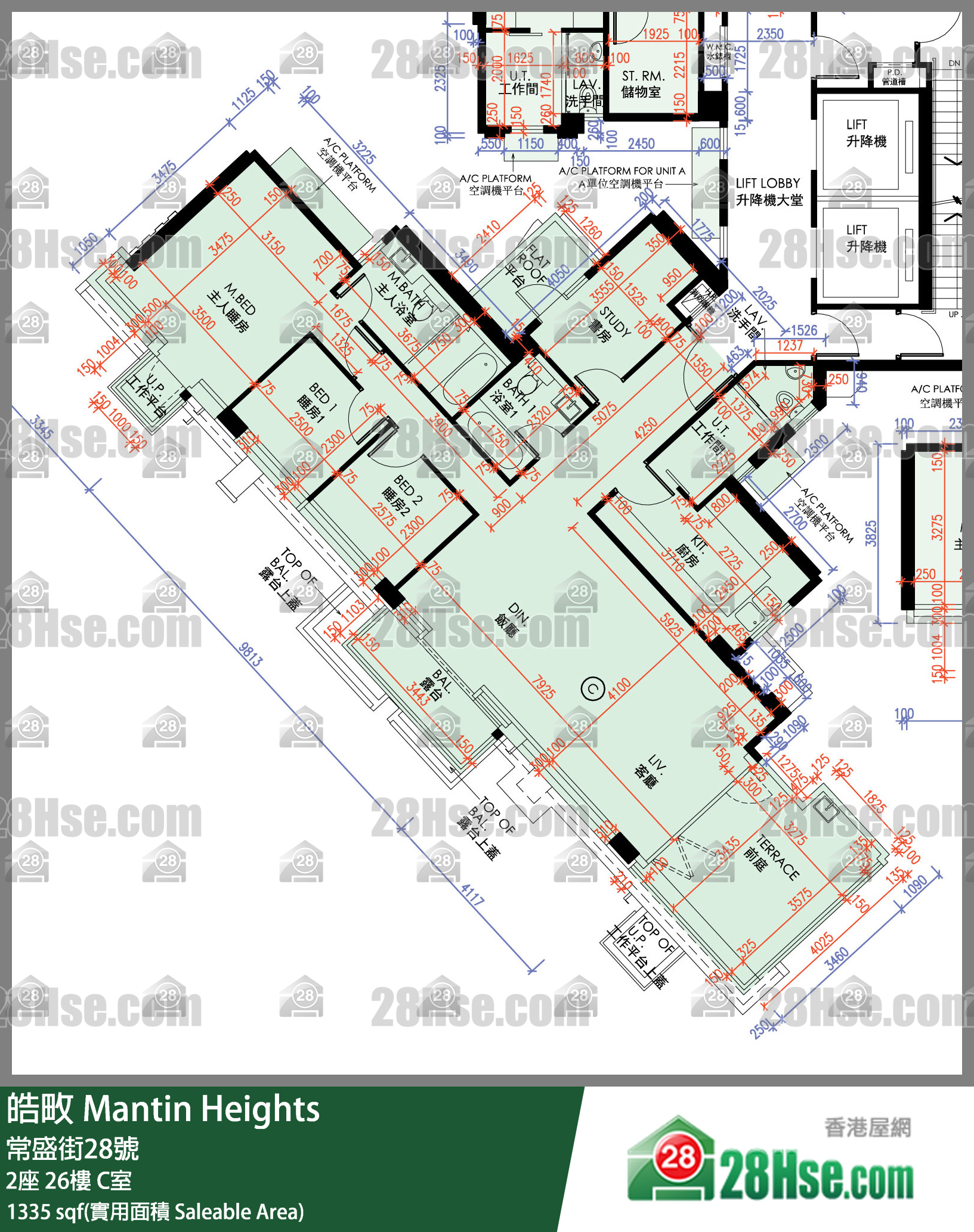 皓畋 2座 26樓 C室 平面圖