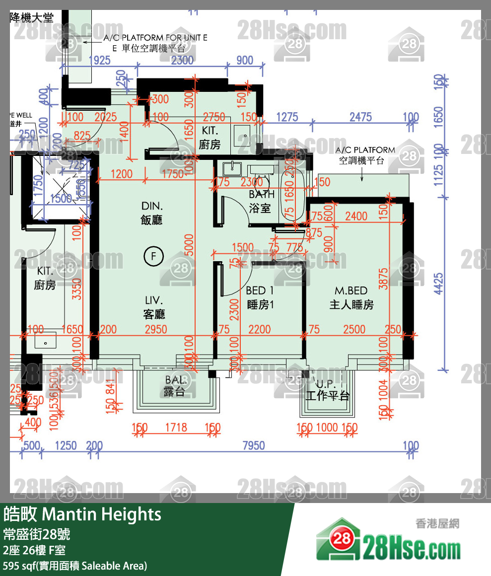 皓畋 2座26樓 F室 平面圖