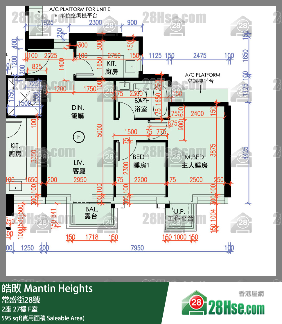 皓畋 2座 27樓 F室 平面圖