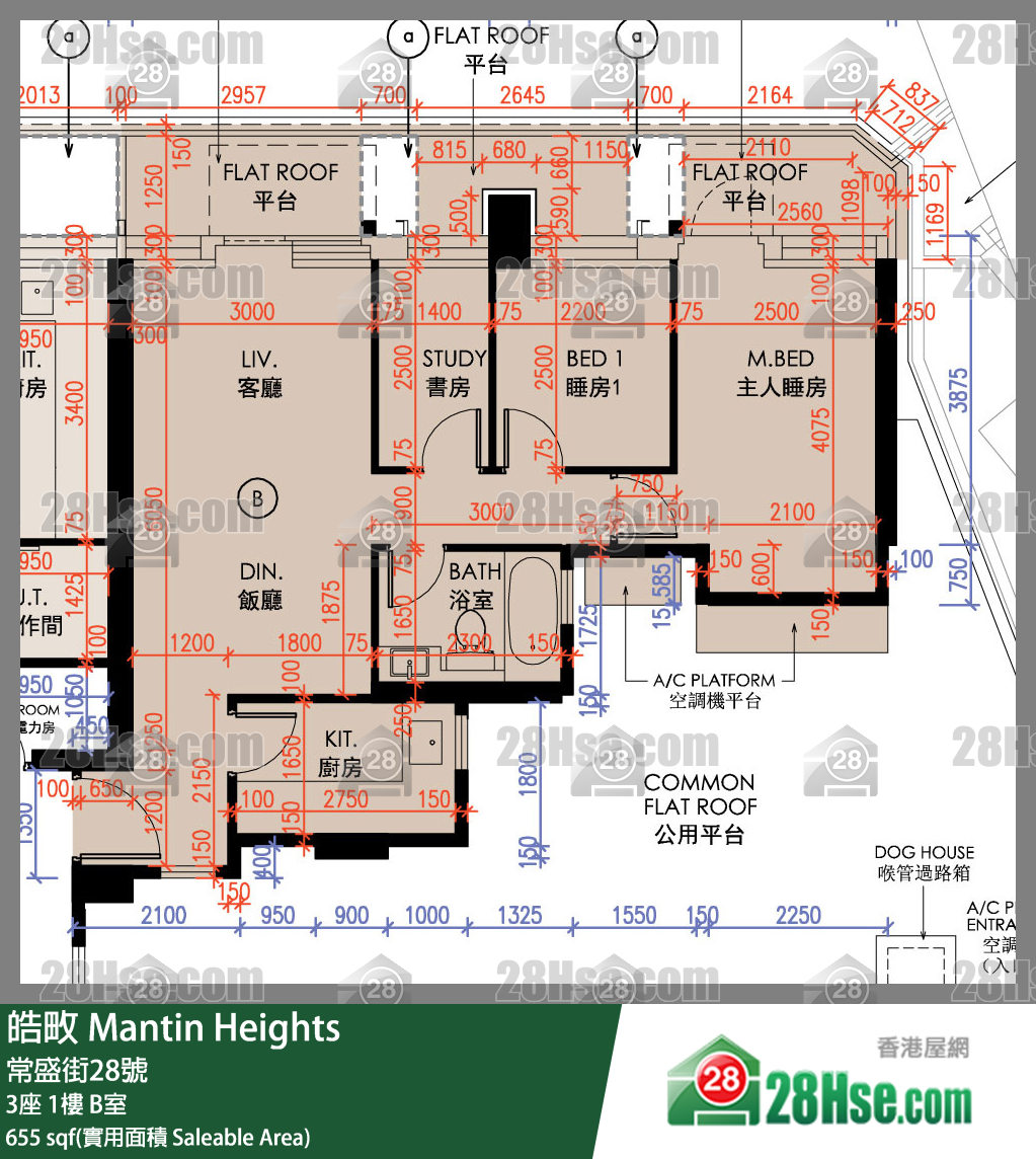 皓畋 3座 1樓 B室 平面圖