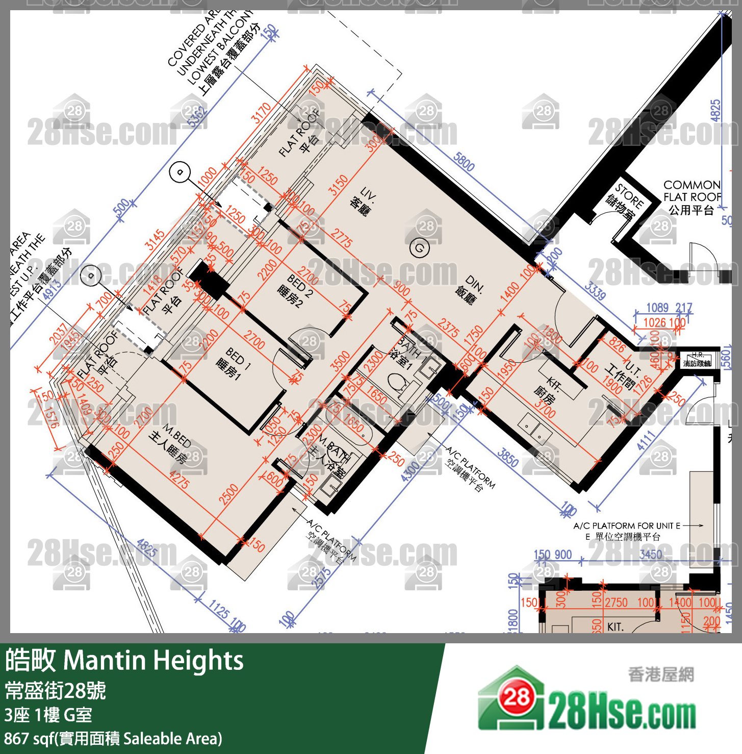 皓畋 3座 1樓 G室 平面圖