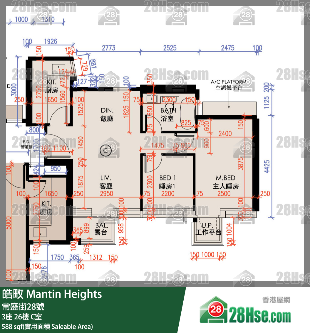 皓畋 3座 26樓 C室 平面圖