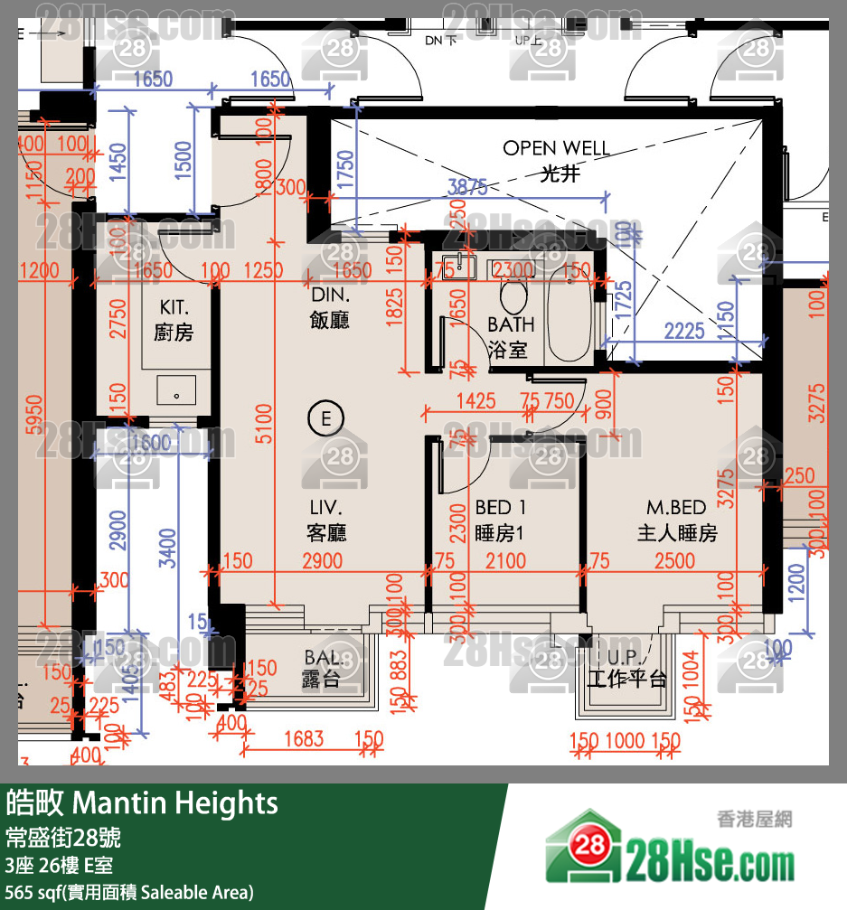 皓畋 3座 26樓 E室 平面圖