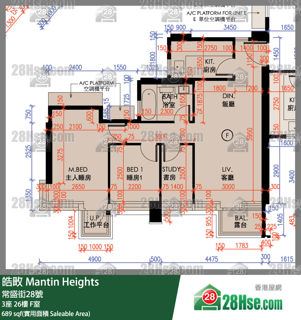 皓畋 3座 26樓 F室 平面圖