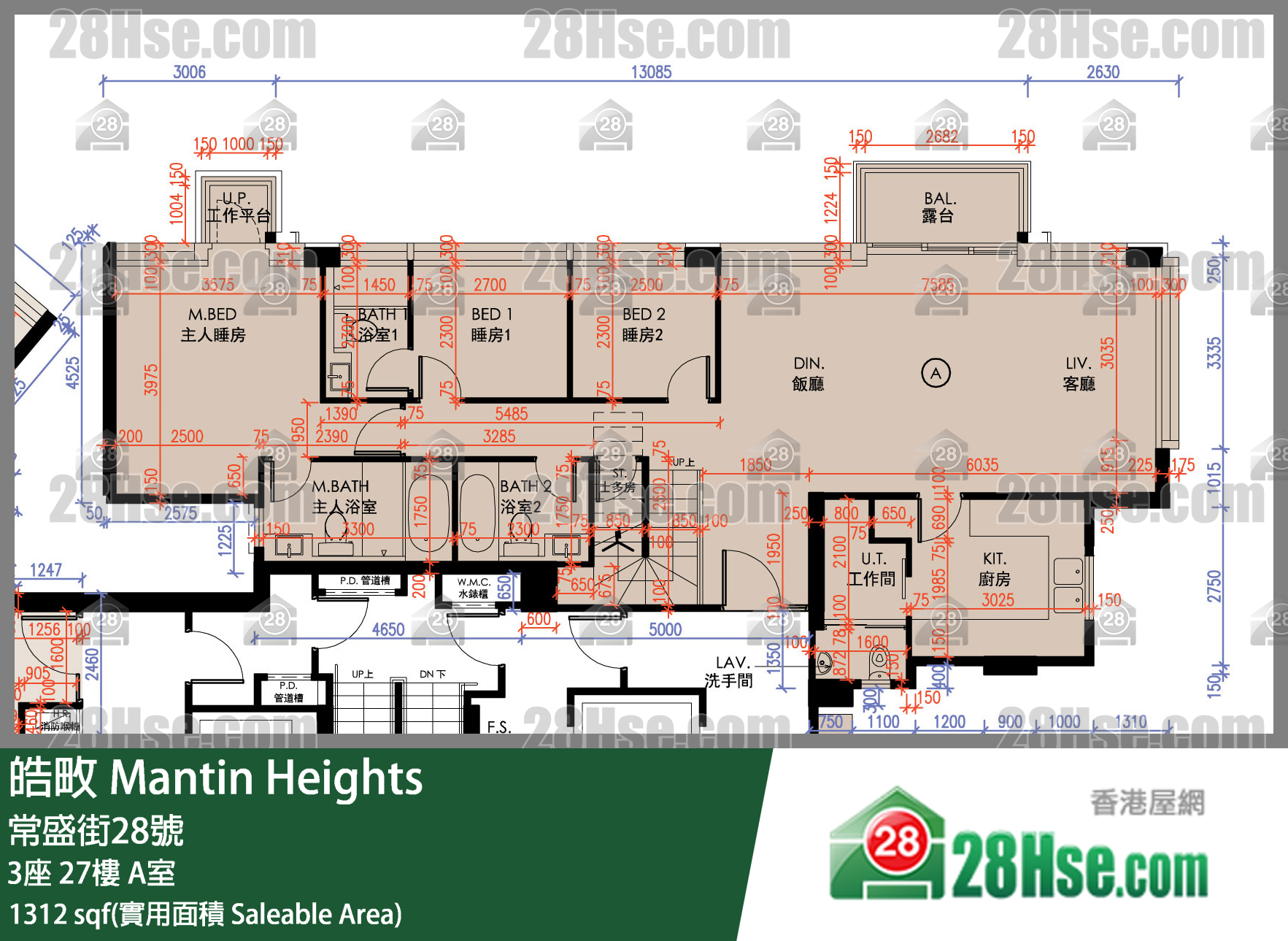 皓畋 3座 27樓 A室 平面圖