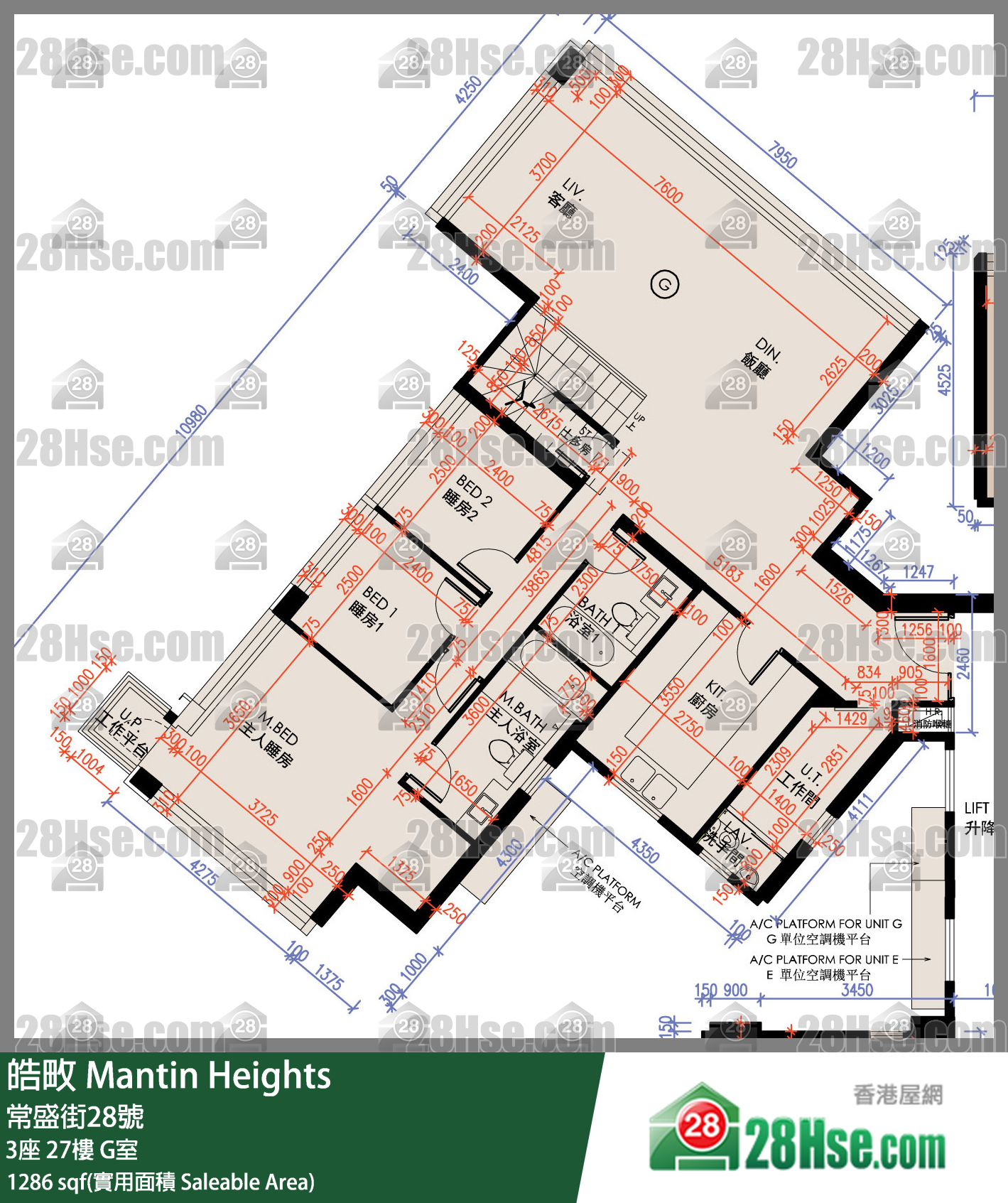 皓畋 3座 27樓 G室 平面圖