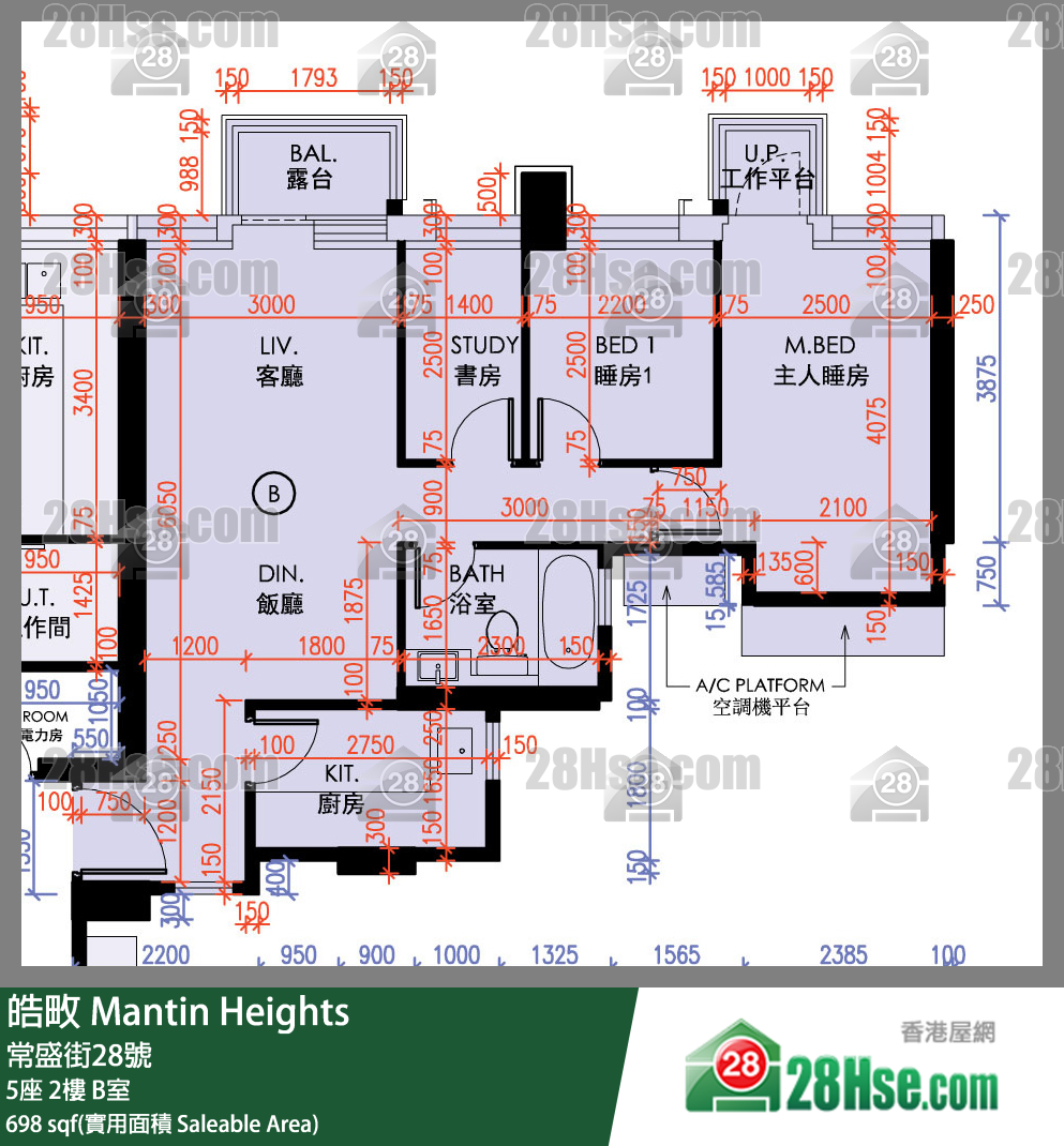 皓畋 5座 2樓 B室 平面圖
