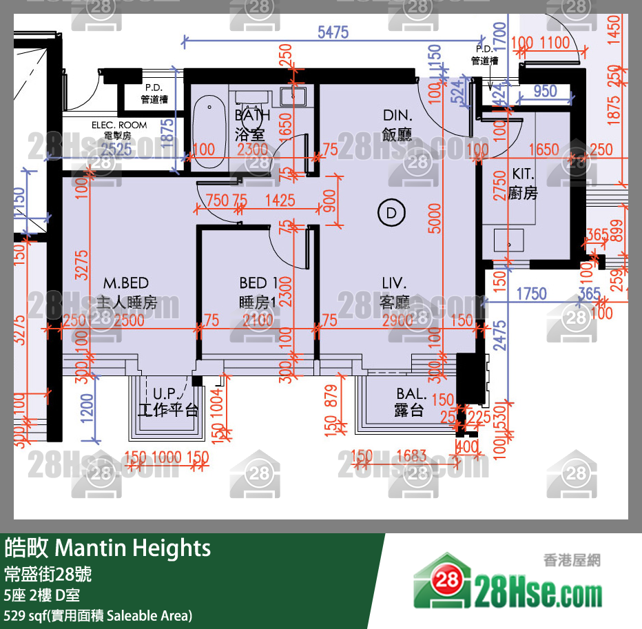 皓畋 5座2樓 D室 平面圖