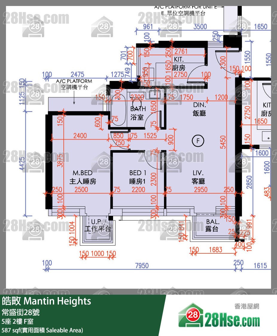 皓畋 5座2樓 F室 平面圖