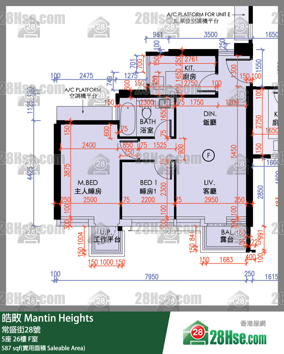 皓畋 5座26樓 F室 平面圖