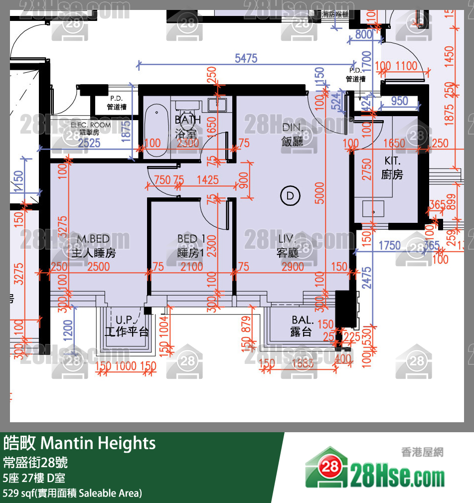 皓畋 5座 27樓 D室 平面圖