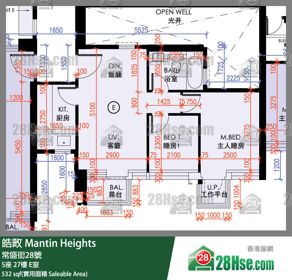 皓畋 5座 27樓 E室 平面圖