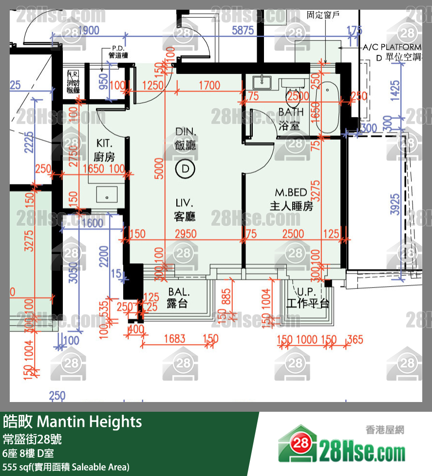 皓畋 6座 8樓 D室 平面圖