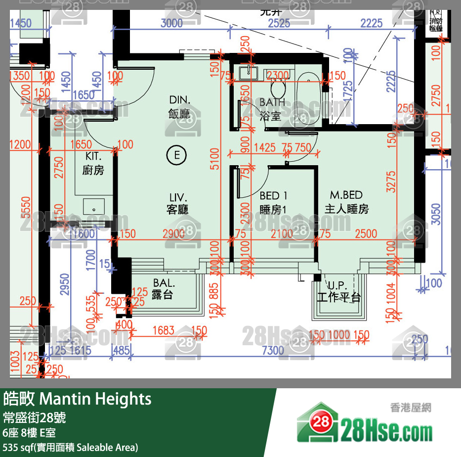 皓畋 6座 8樓 E室 平面圖