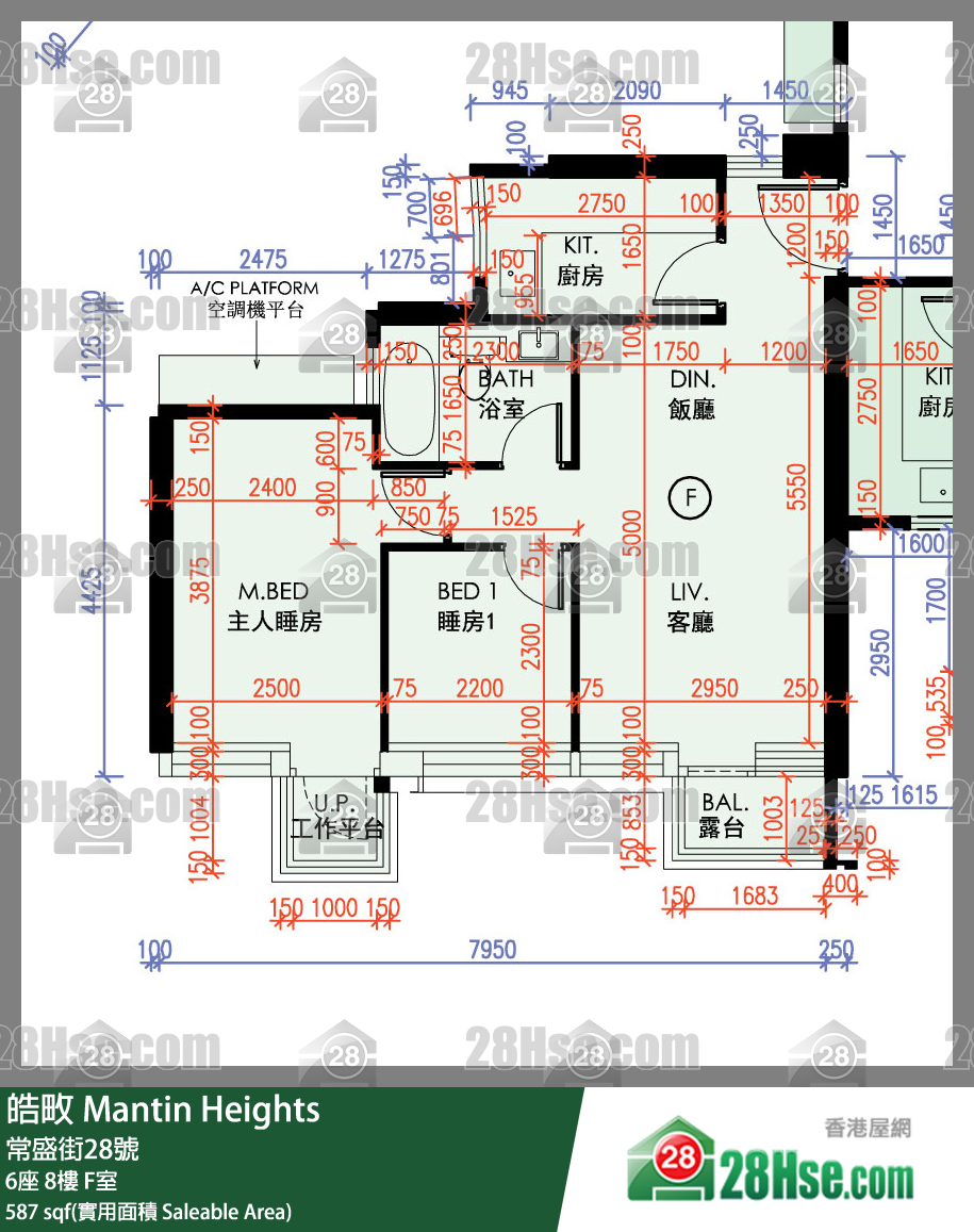 皓畋 6座8樓 F室 平面圖
