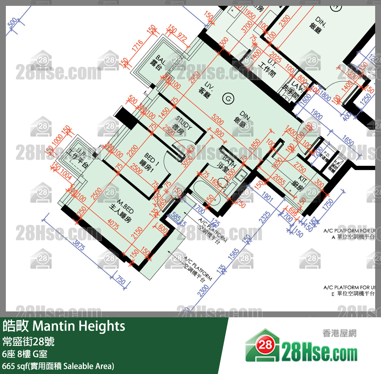 皓畋 6座 8樓 G室 平面圖