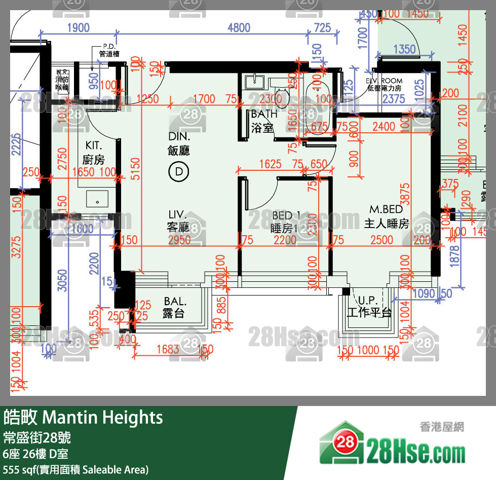 皓畋 6座26樓 D室 平面圖