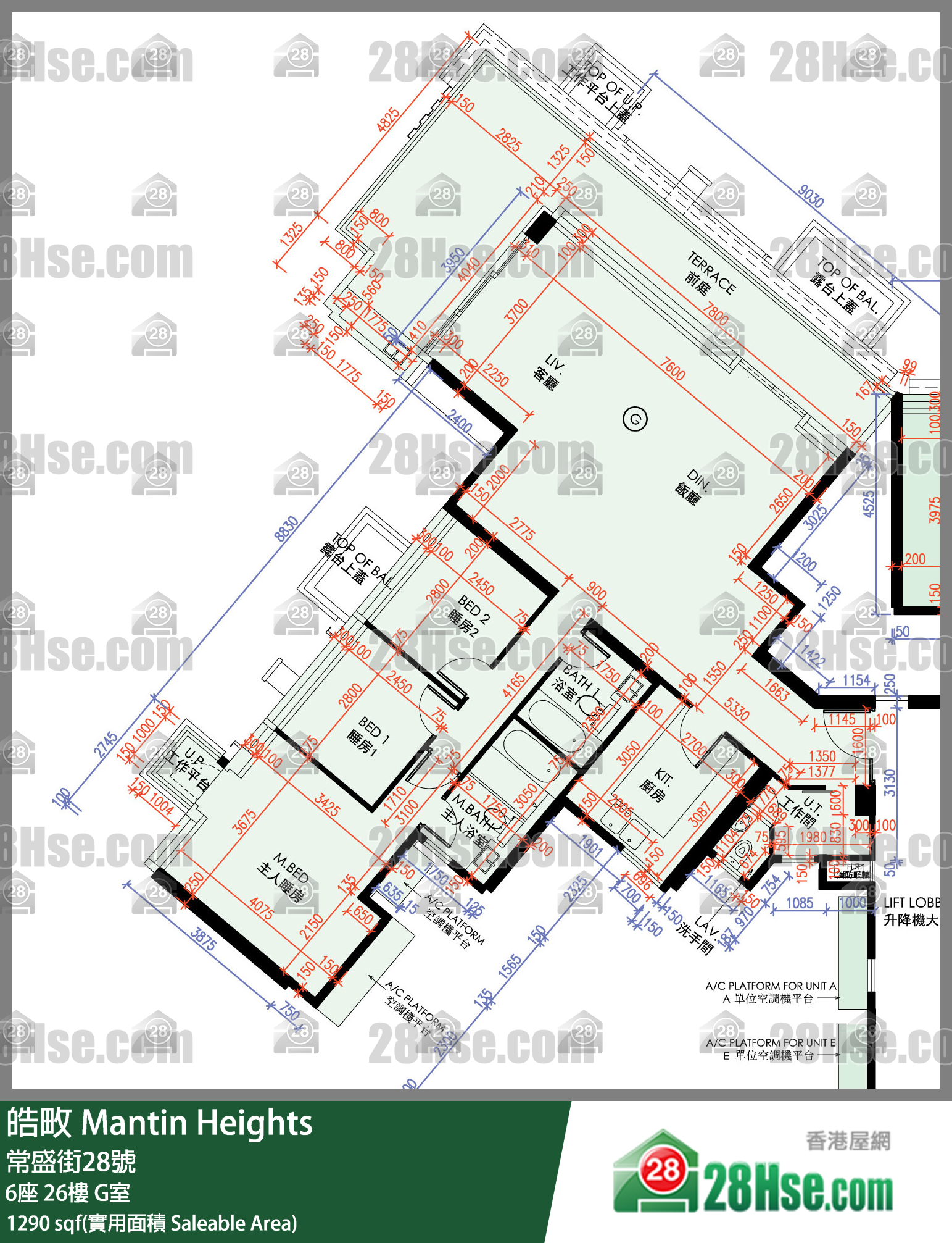 皓畋 6座 26樓 G室 平面圖