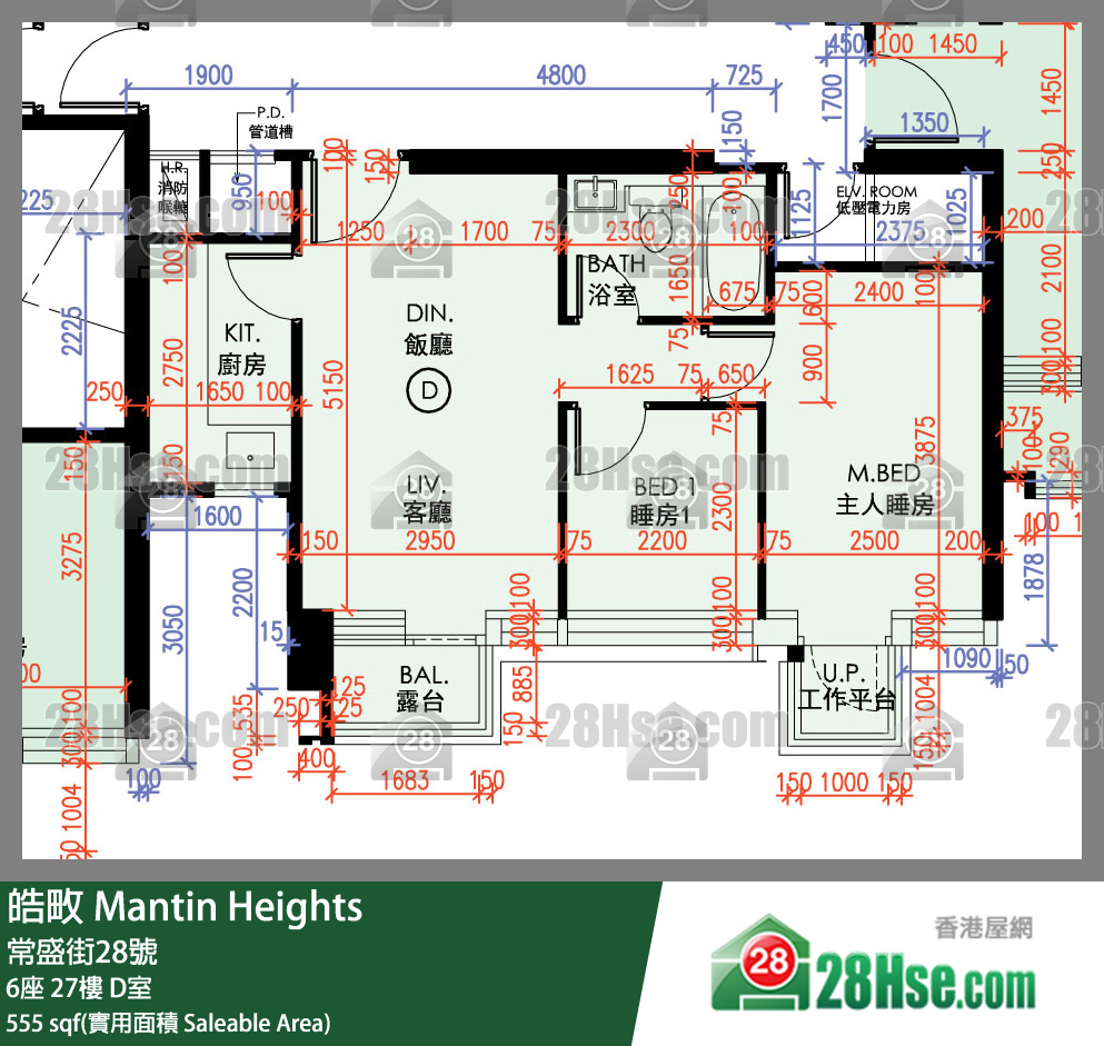 皓畋 6座 27樓 D室 平面圖