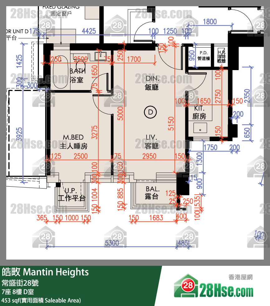 皓畋 7座 8樓 D室 平面圖