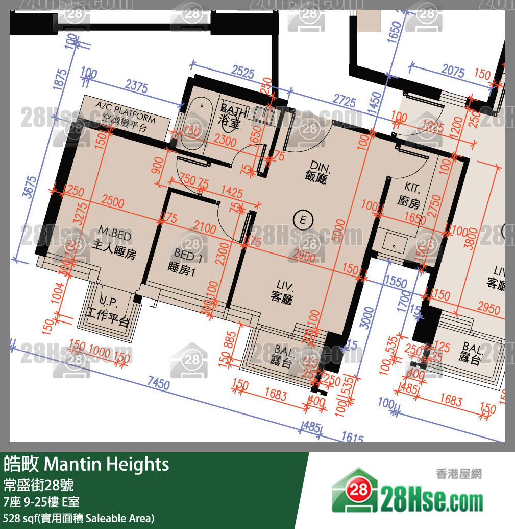 皓畋 单位平面图(由 28Hse 提供)