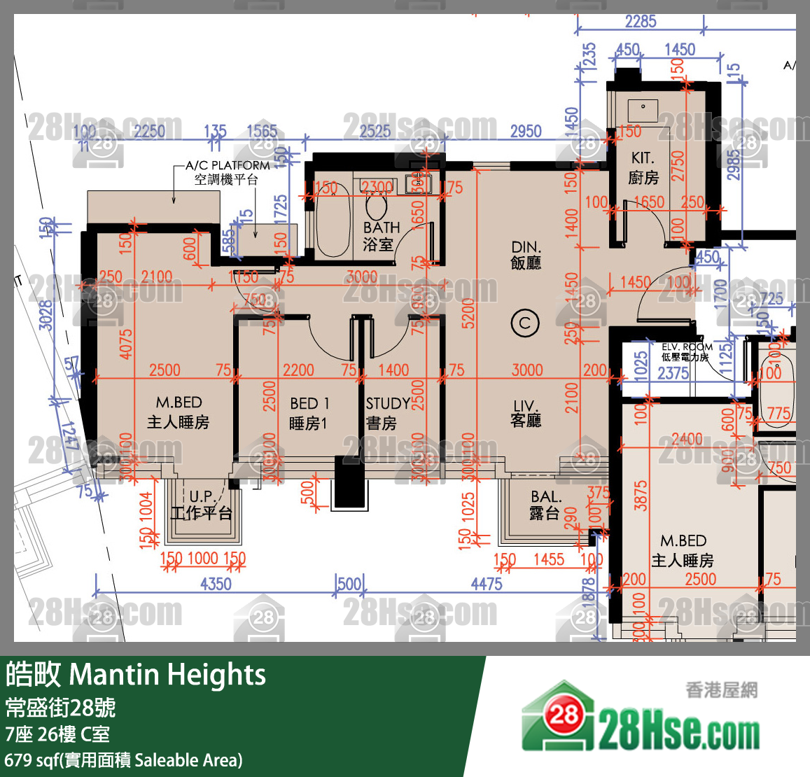 皓畋 7座 26樓 C室 平面圖