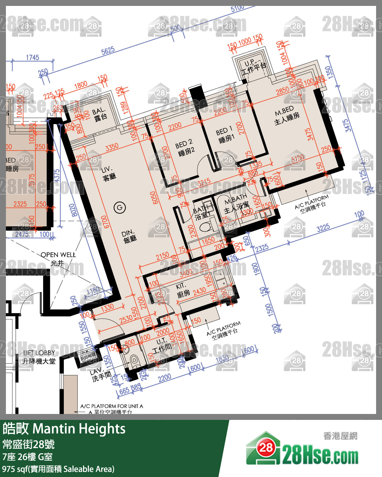 皓畋 7座 26樓 G室 平面圖