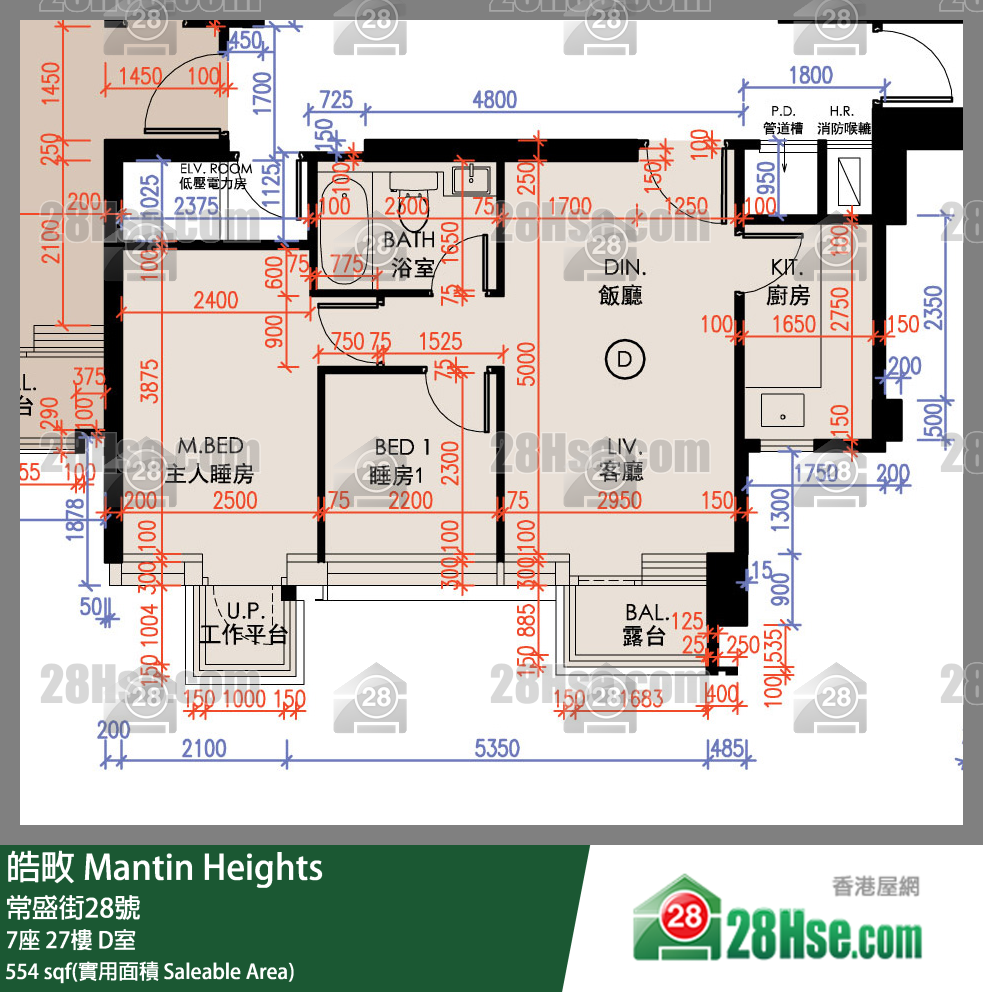 皓畋 7座27樓 D室 平面圖