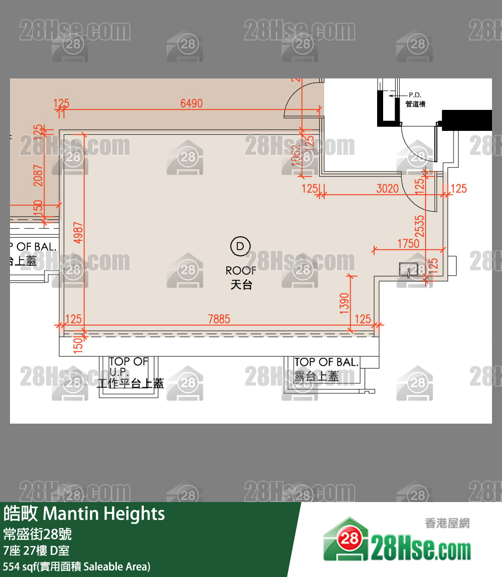 皓畋 7座27樓 D室 平面圖