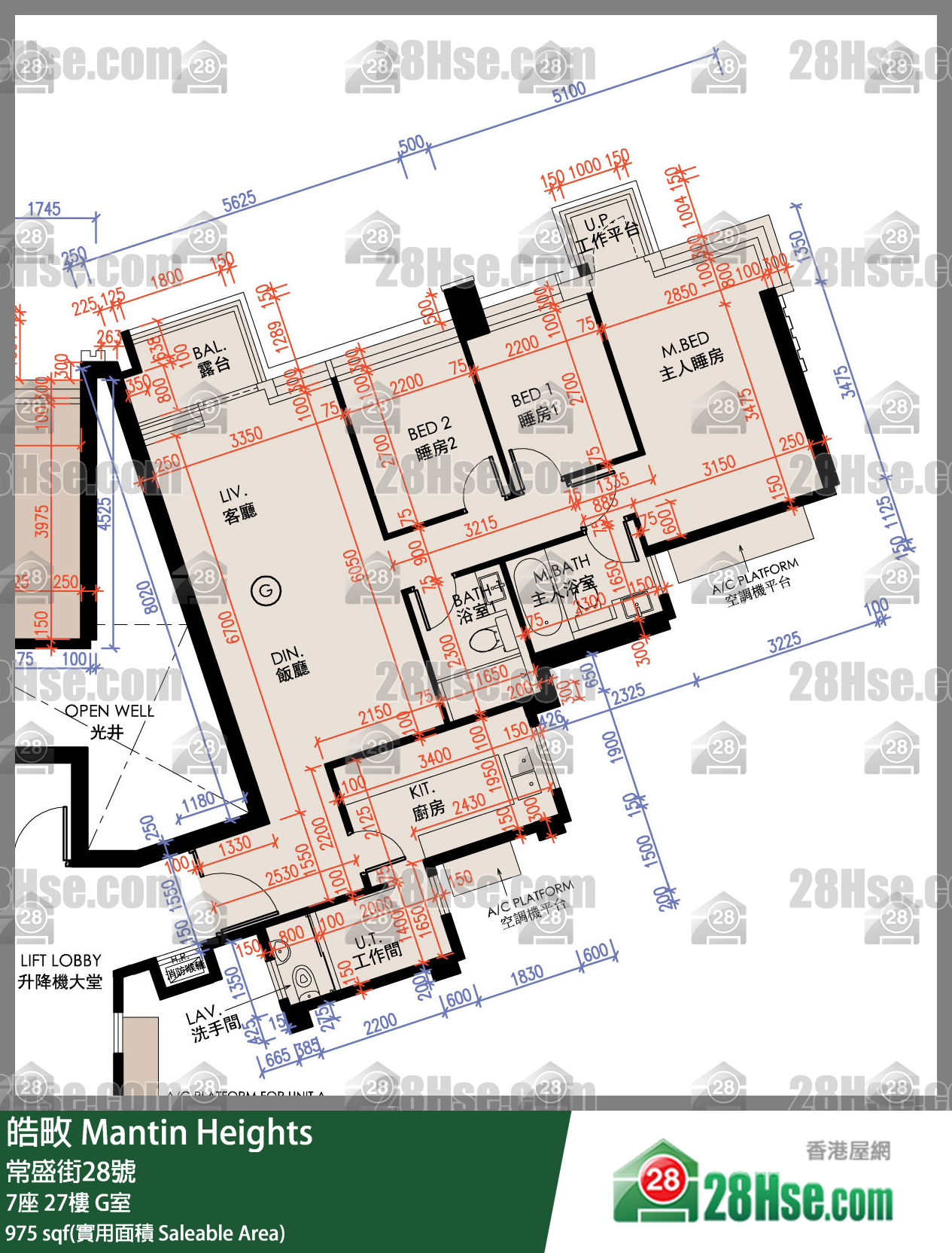 皓畋 7座 27樓 G室 平面圖