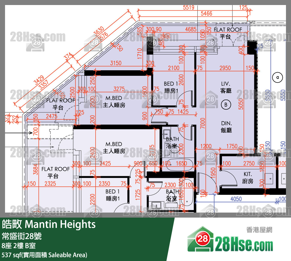 皓畋 8座2樓 B室 平面圖