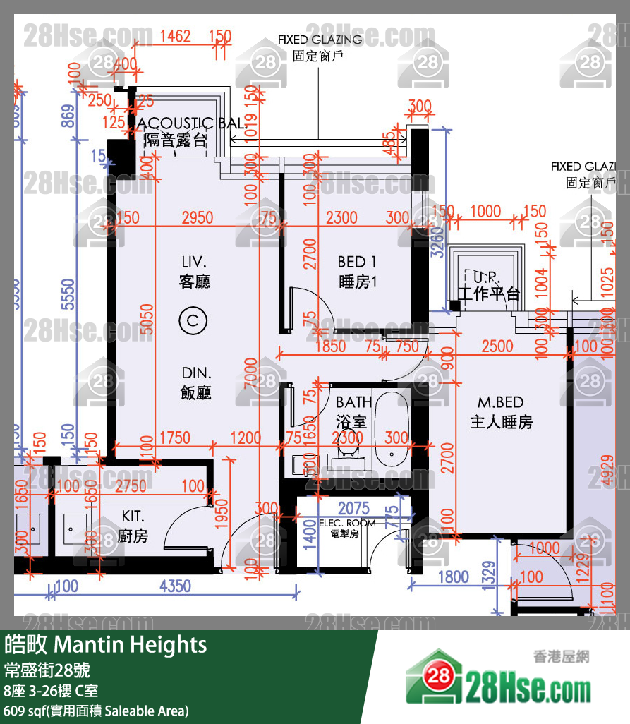 皓畋 单位平面图(由 28Hse 提供)