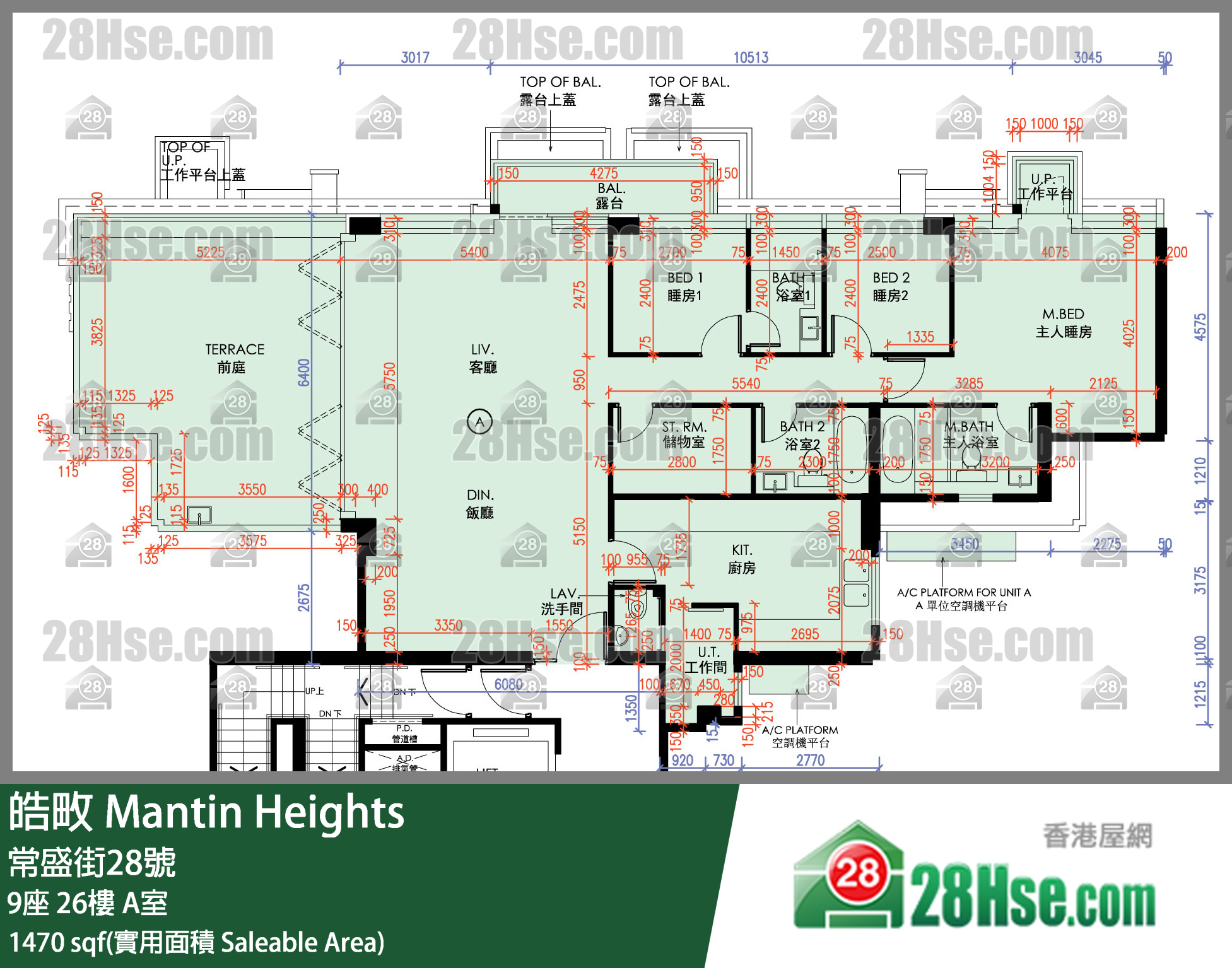 皓畋 9座 26樓 A室 平面圖
