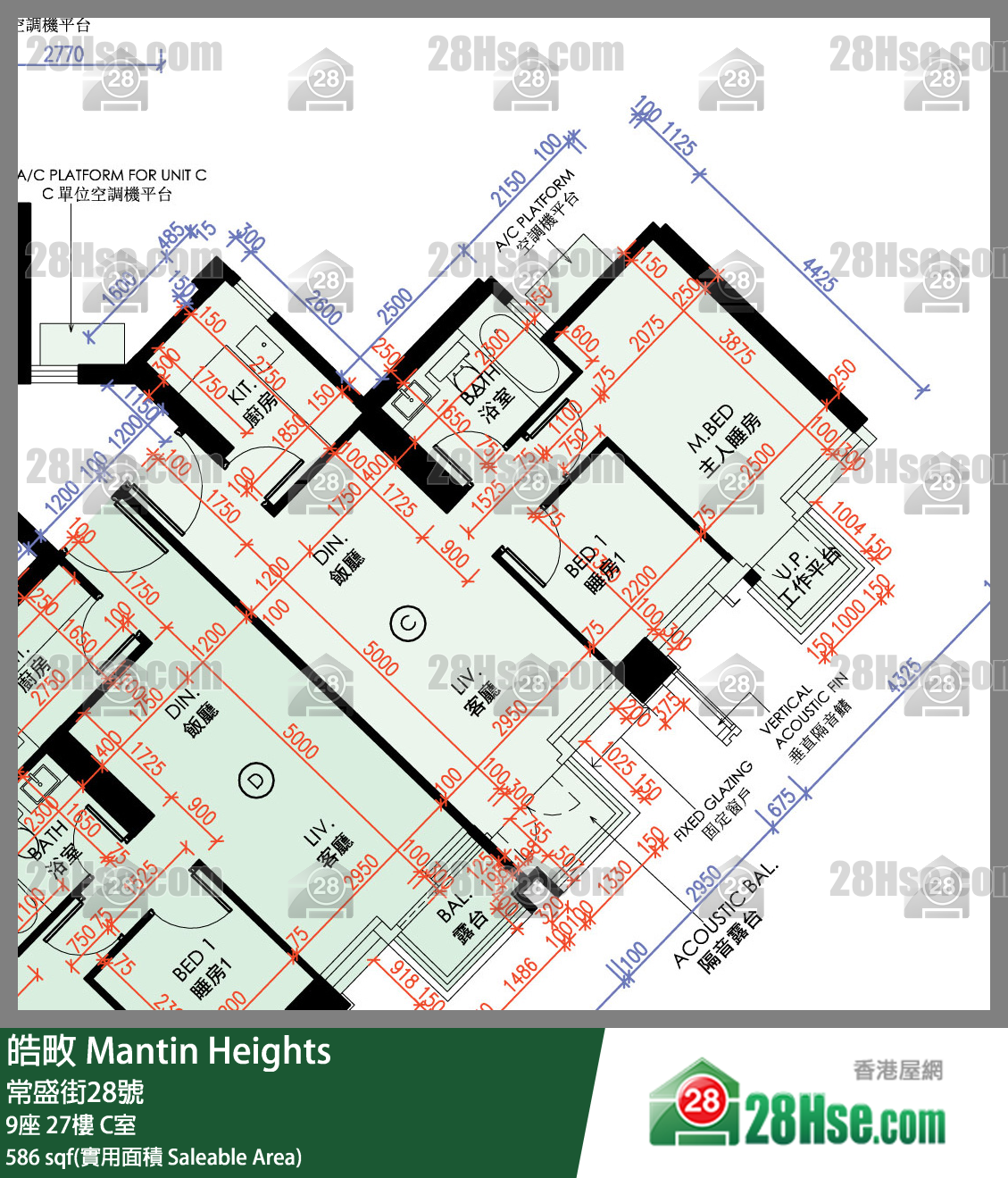皓畋 9座27樓 C室 平面圖