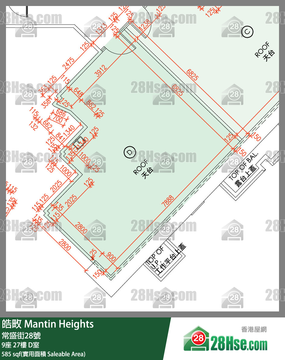 皓畋 9座27樓 D室 平面圖