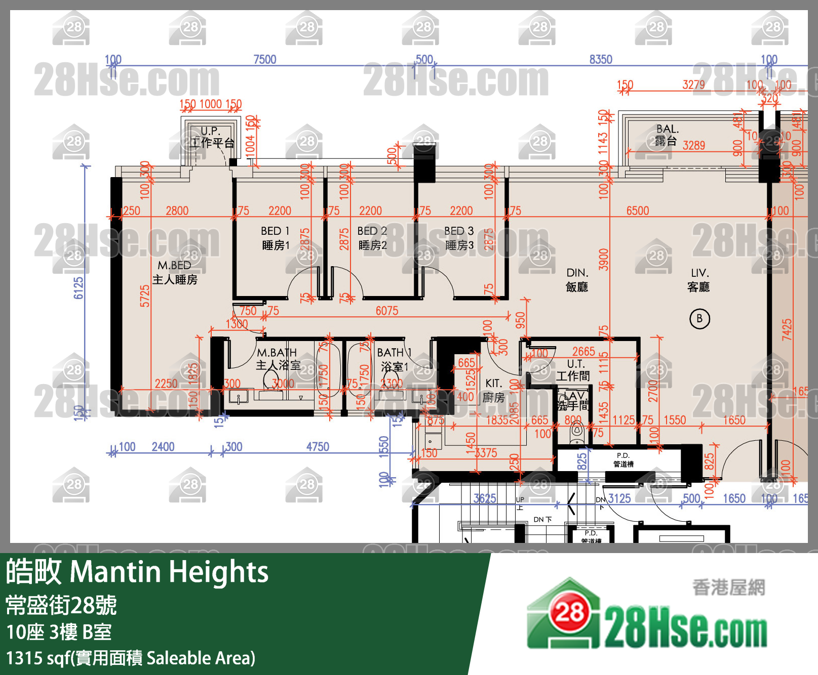 皓畋 10座 3樓 B室 平面圖