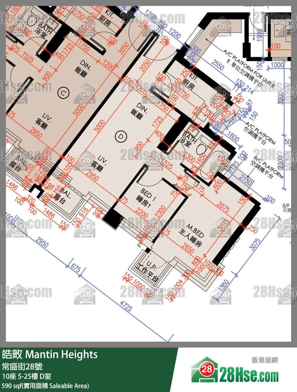 皓畋 10座15樓 D室 平面圖