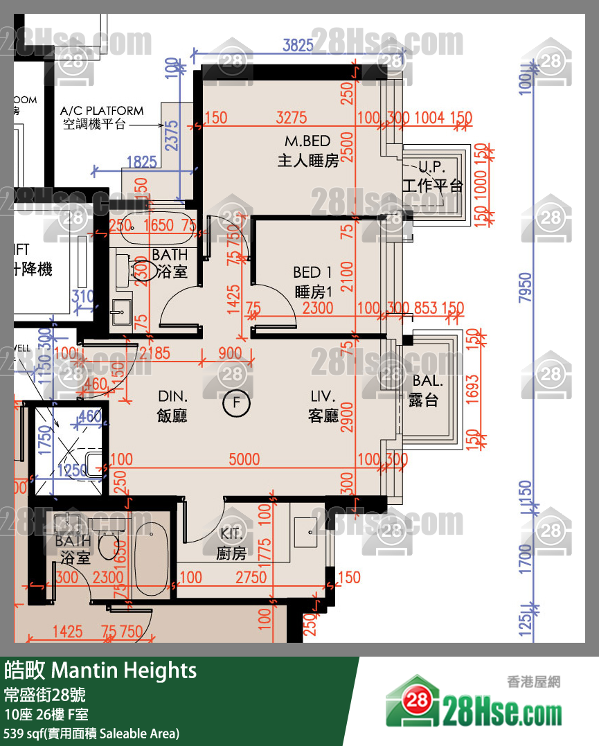 皓畋 10座 26樓 F室 平面圖