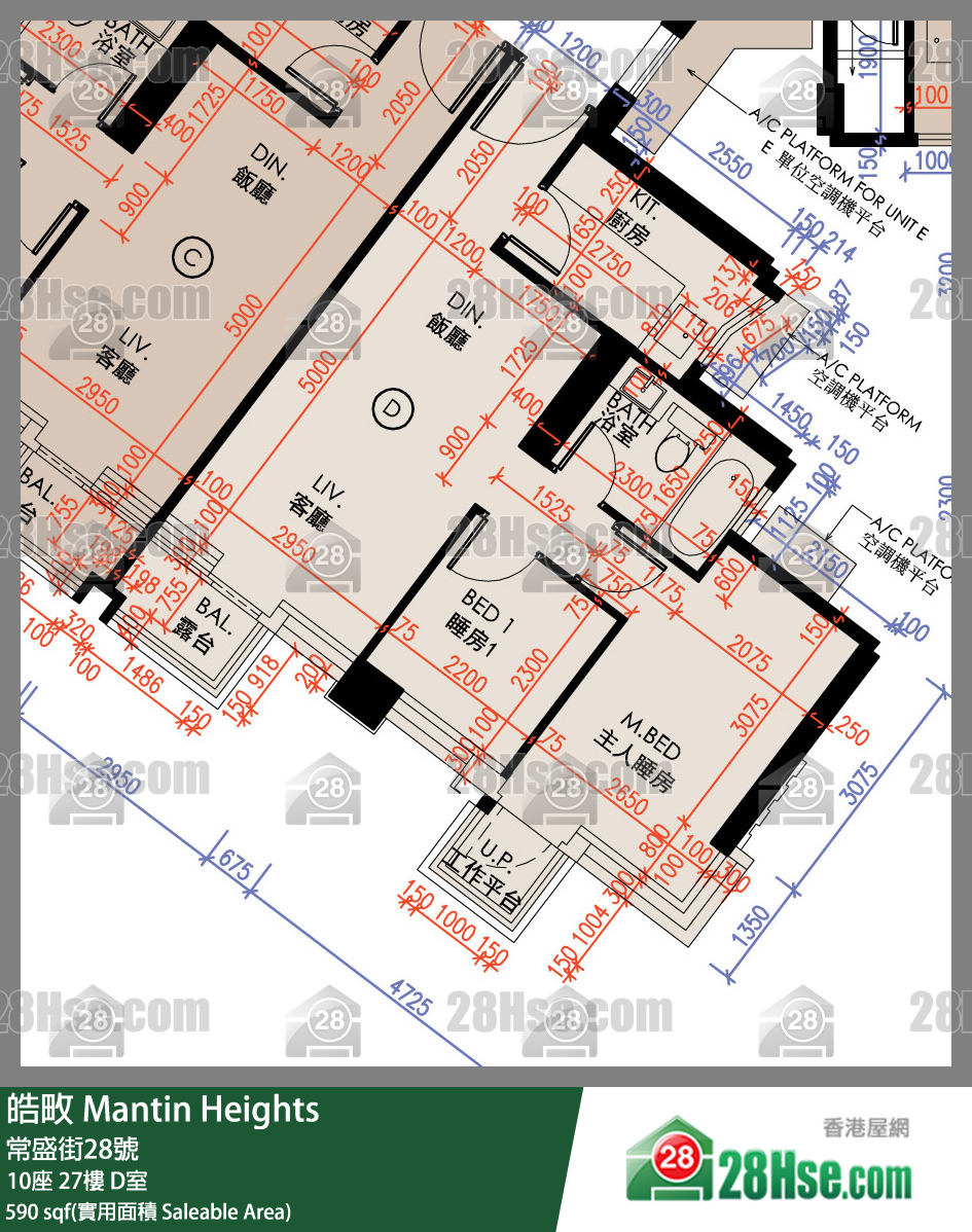 皓畋 10座 27樓 D室 平面圖
