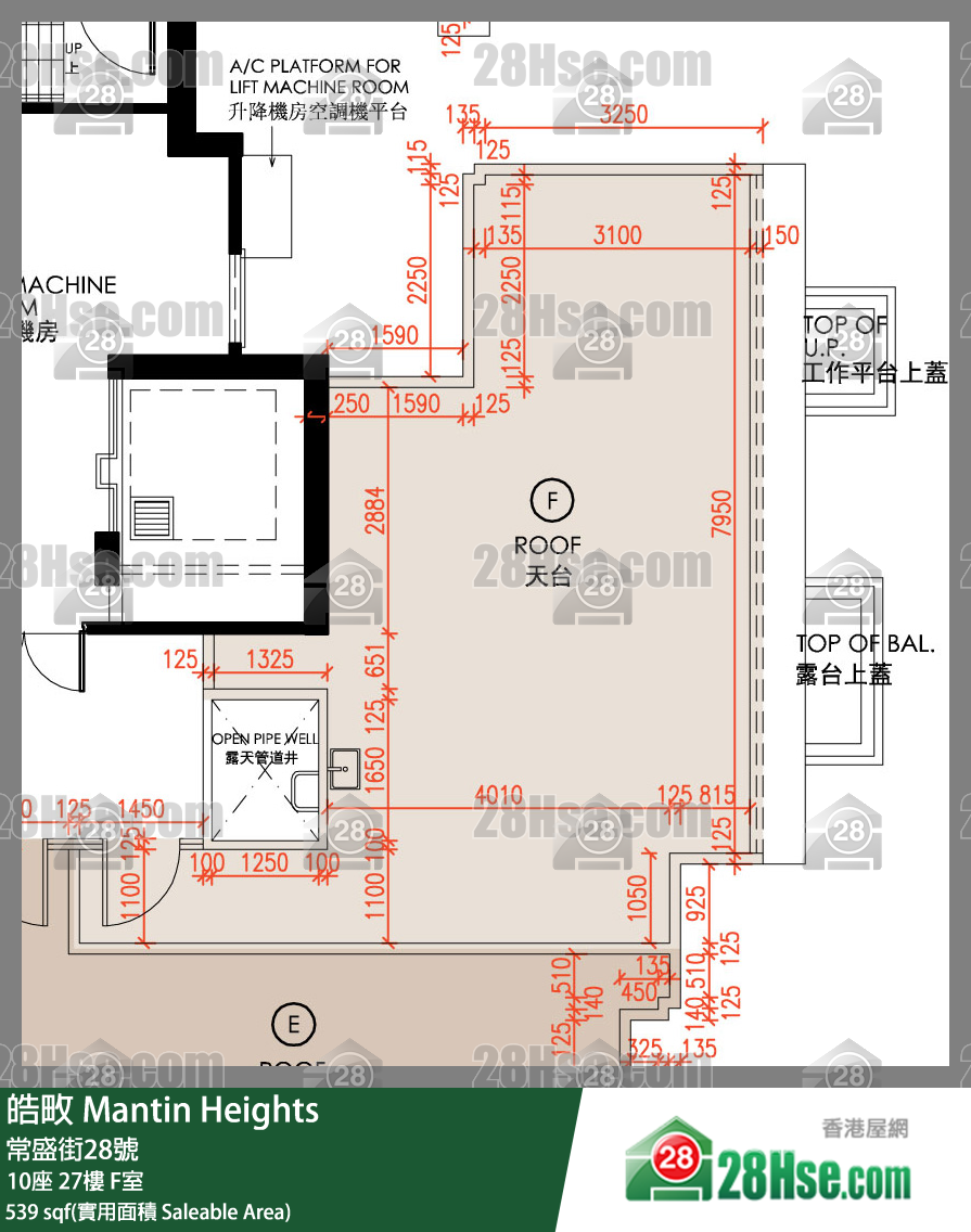 皓畋 10座 27樓 F室 平面圖