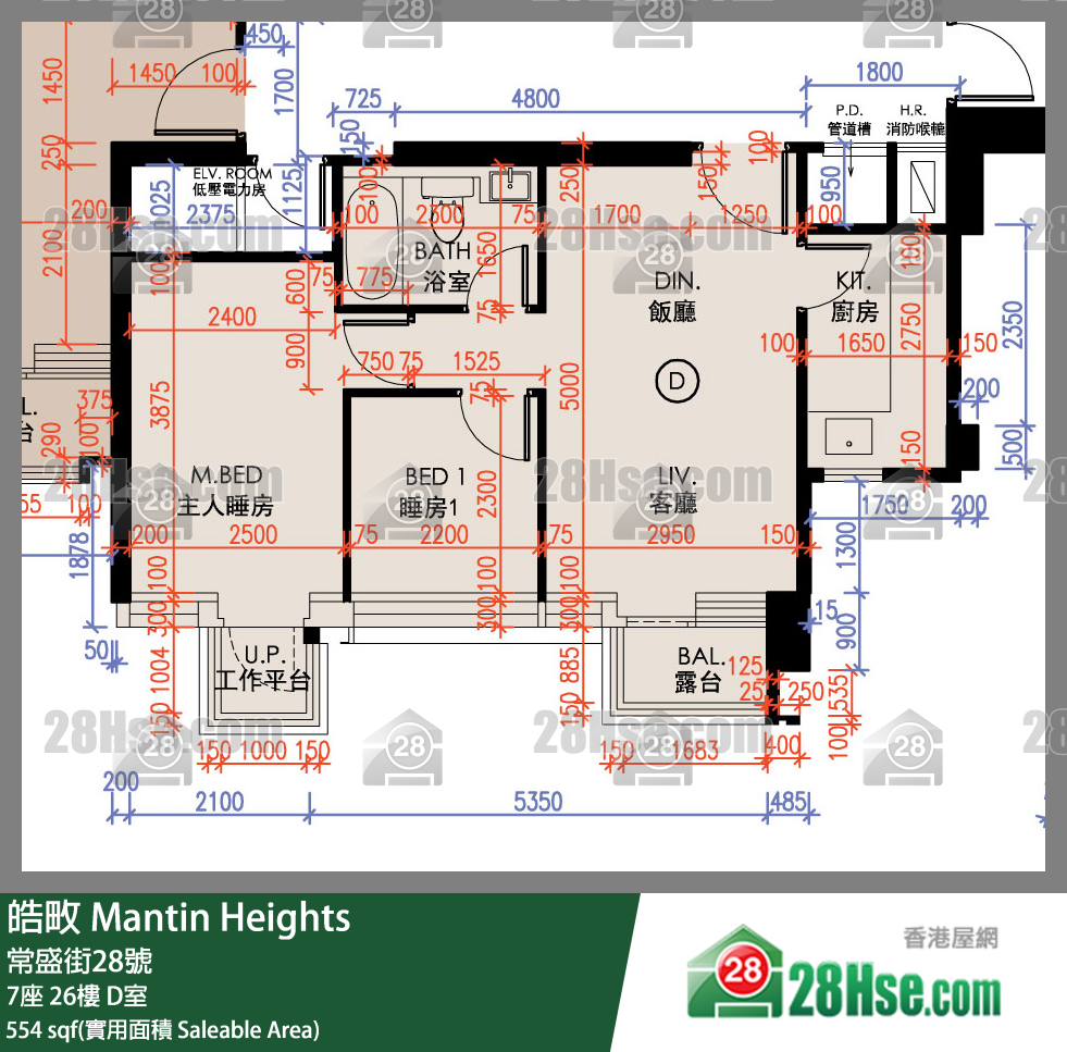 皓畋 7座26樓 D室 平面圖